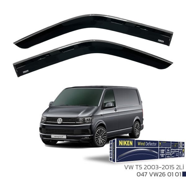 Volkswagen Transporter T5 2003-2015 Kromlu Cam Rüzgarlığı 2’li Set | Yan Cam Rüzgar Kesici Deflektör