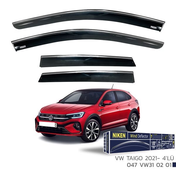 Volkswagen Taigo 2021- Kromlu Cam Rüzgarlığı 4’lü Set | Yan Cam Rüzgar Kesici Deflektör