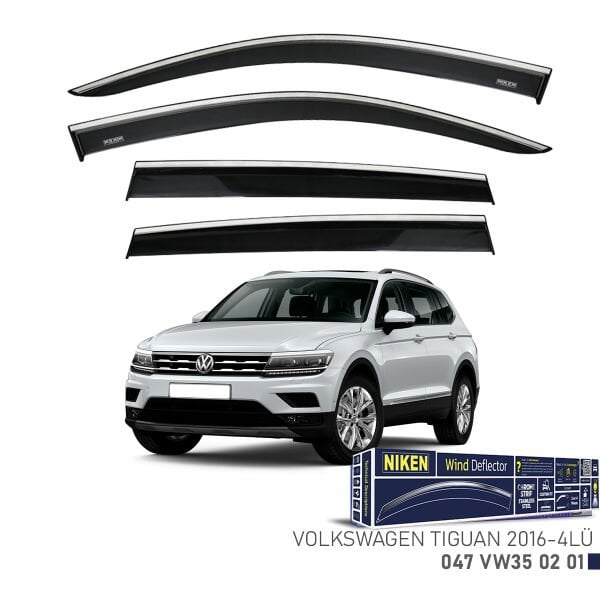 Volkswagen Tiguan 2016- Kromlu Cam Rüzgarlığı 4’lü Set | Yan Cam Rüzgar Kesici Deflektör