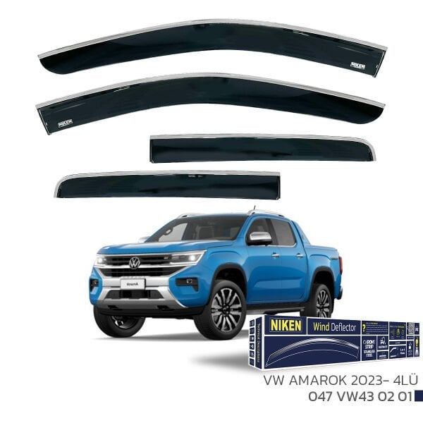 Volkswagen Amarok 2023- Kromlu Cam Rüzgarlığı 4’lü Set | Yan Cam Rüzgar Kesici Deflektör