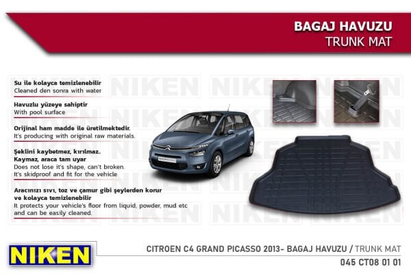 Citroën C4 Grand Picasso 2013- Bagaj Havuzu – Araca Özel Dayanıklı Koruma
