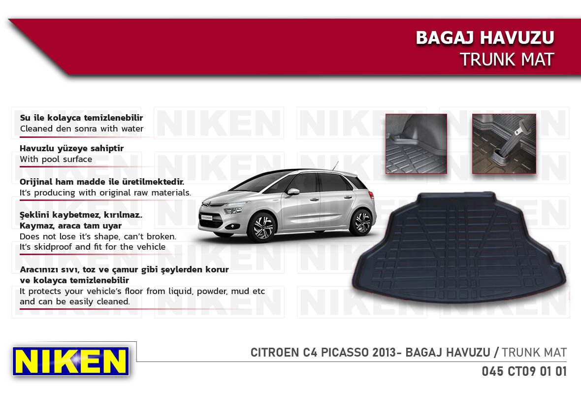 Citroën C4 Picasso 2013- Bagaj Havuzu – Araca Özel Dayanıklı Koruma