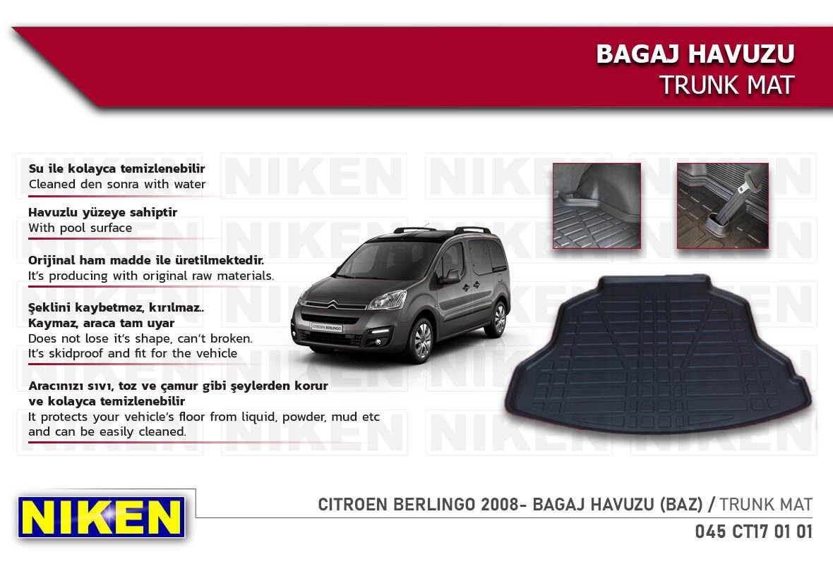 Citroën Berlingo 2008- Bagaj Havuzu (Baz Model) – Araca Özel Dayanıklı Koruma