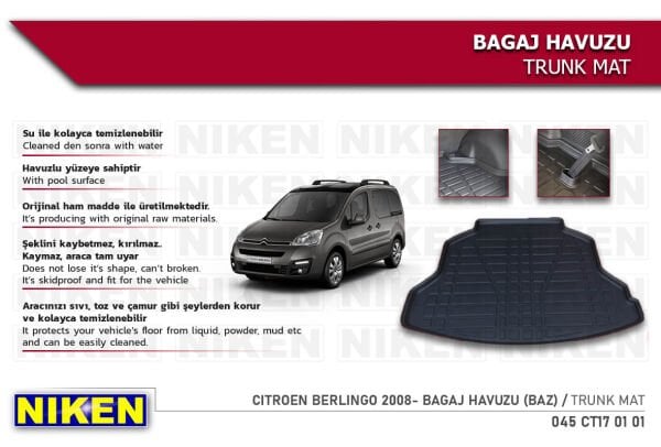 Citroën Berlingo 2008- Bagaj Havuzu (Baz Model) – Araca Özel Dayanıklı Koruma