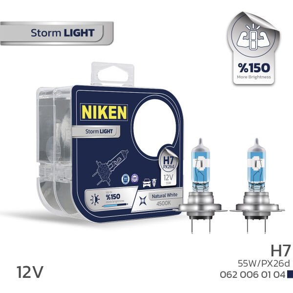 Niken 12V H7 55W Storm Light PX26d 4500K Halojen Far Ampulü