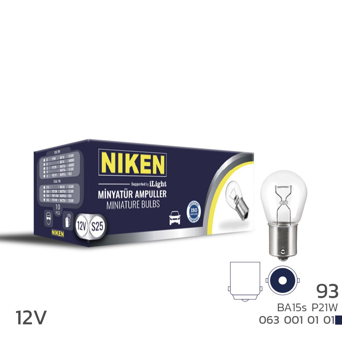 Niken 12V 93 Ampul P21W BA15s 10’lu Paket | Stop ve Sinyal Ampulü