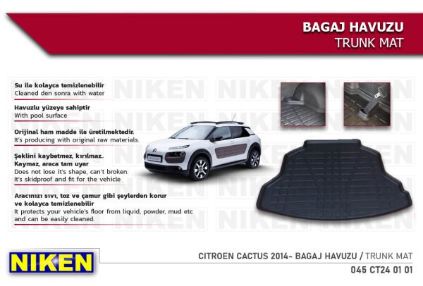 Citroën Cactus 2014- Bagaj Havuzu – Araca Özel Dayanıklı Koruma