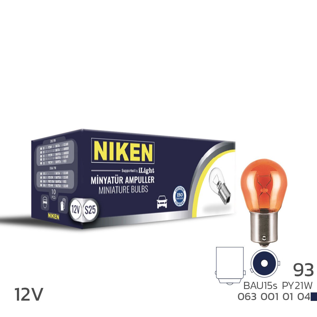 Niken PY21W 12V Amber Sinyal Ampulü BAU15s 10’lu Paket | 93 Tip Araç Ampul