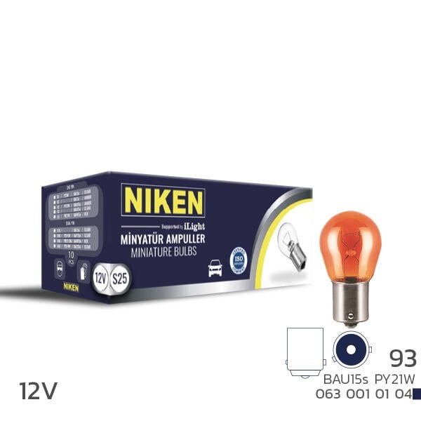 Niken PY21W 12V Amber Sinyal Ampulü BAU15s 10’lu Paket | 93 Tip Araç Ampul