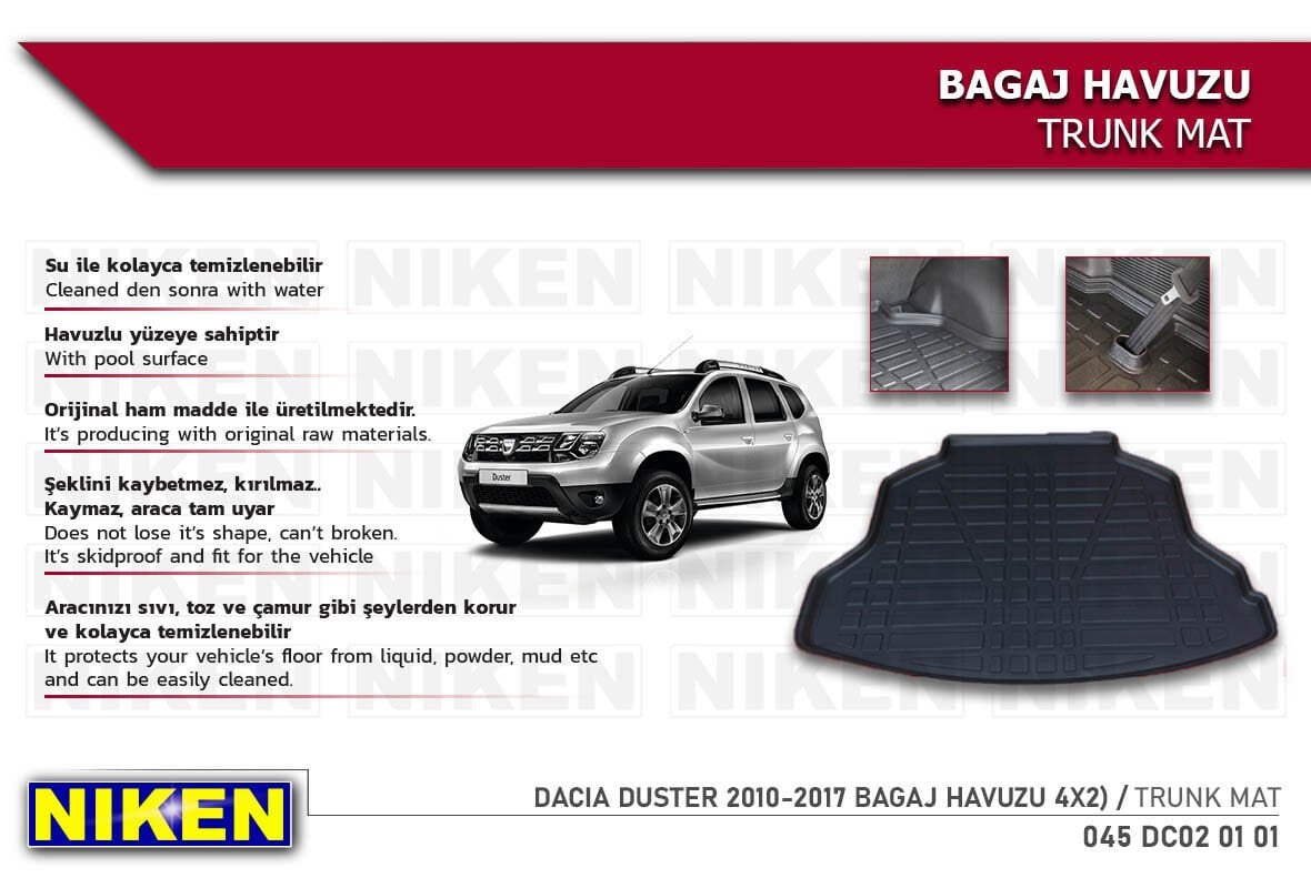 Dacia Duster 2010-2017 Bagaj Havuzu (4x2) – Araca Özel Dayanıklı Koruma