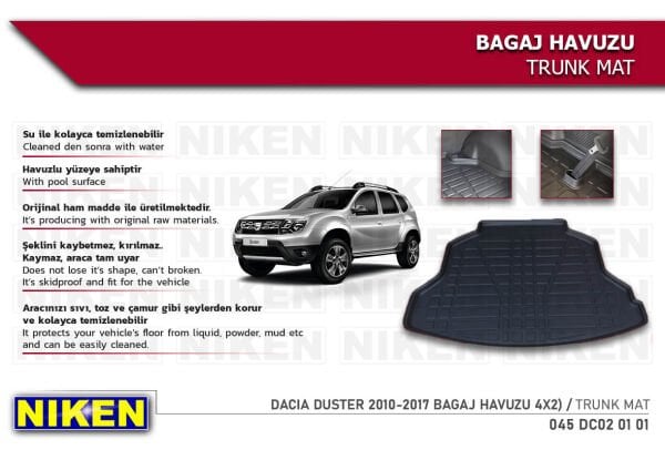 Dacia Duster 2010-2017 Bagaj Havuzu (4x2) – Araca Özel Dayanıklı Koruma