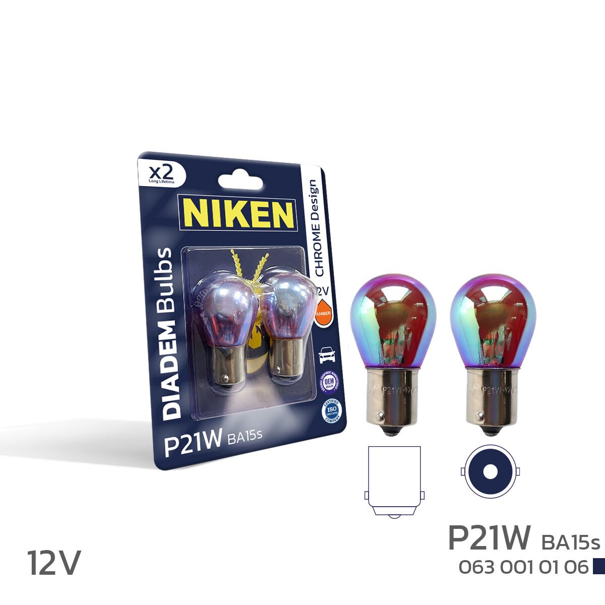 Niken P21W Diadem 12V Amber Ampul BA15s 2’li Paket | 93 Tip Sinyal Ampul