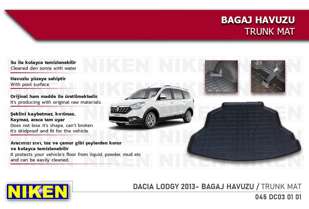 Dacia Lodgy 2013- Bagaj Havuzu – Araca Özel Dayanıklı Koruma