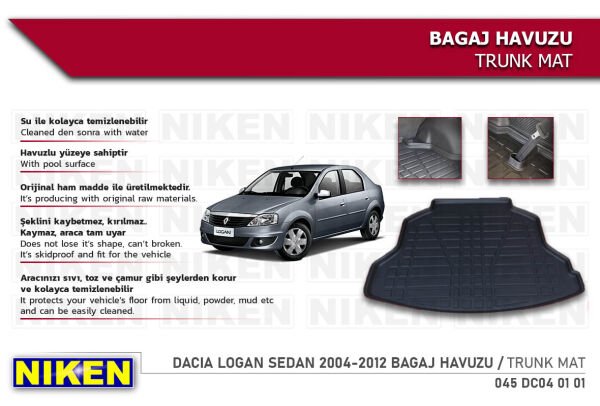 Dacia Logan Sedan 2004-2012 Bagaj Havuzu – Araca Özel Dayanıklı Koruma