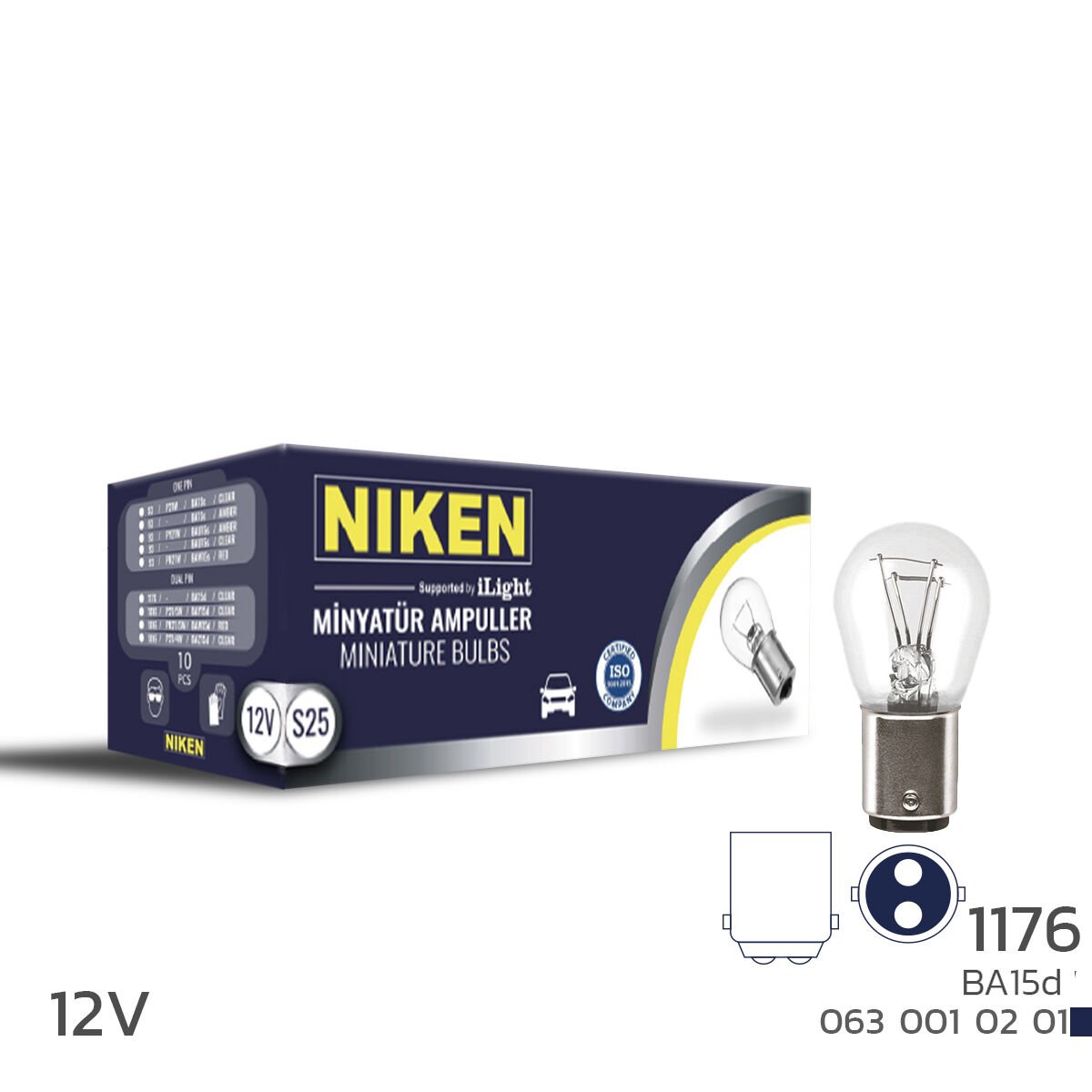 Niken 1176 12V BA15d Ampul 10’lu Paket | Çift Tırnaklı Oto Ampul