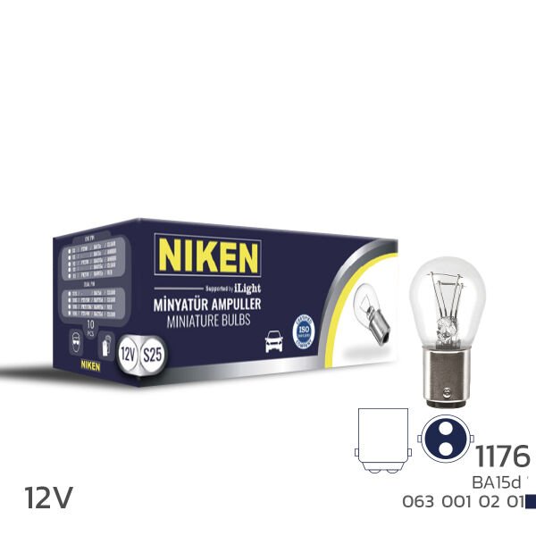Niken 1176 12V BA15d Ampul 10’lu Paket | Çift Tırnaklı Oto Ampul