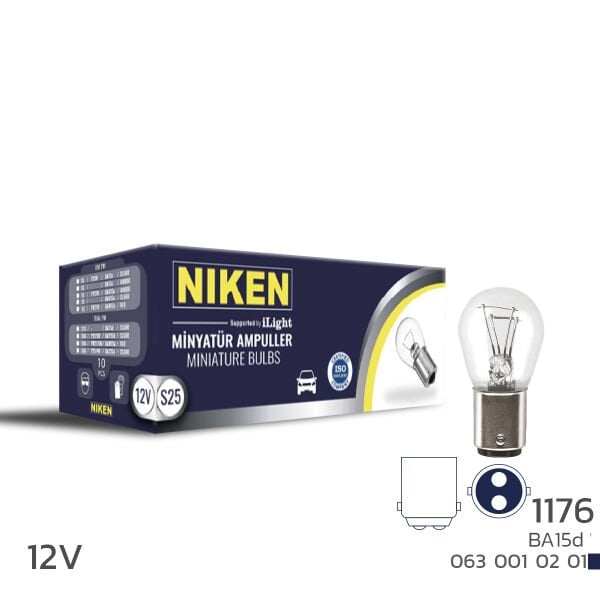 Niken 1176 12V BA15d Ampul 10’lu Paket | Çift Tırnaklı Oto Ampul