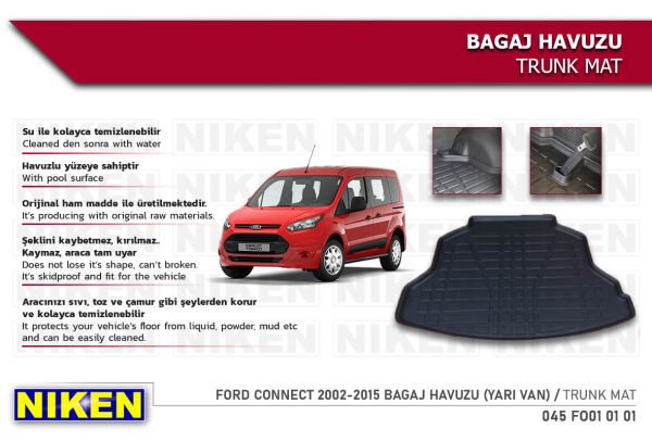 Ford Connect 2002-2015 Bagaj Havuzu (Yarı Van) – Araca Özel Dayanıklı Koruma