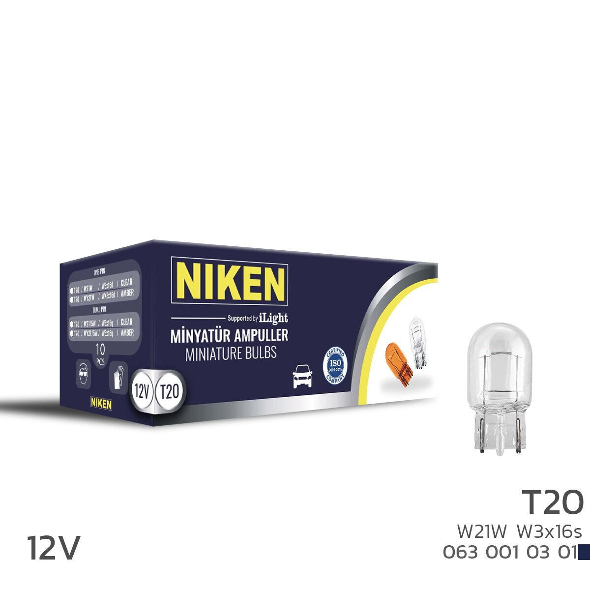 Niken T20 W21W 12V Ampul W3x16s 10’lu Paket | Oto Sinyal ve Stop Ampul