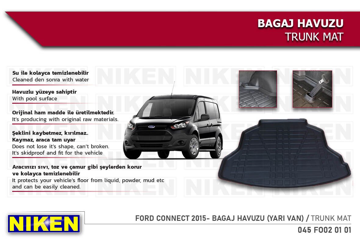 Ford Connect 2015- Bagaj Havuzu (Yarı Van) – Araca Özel Dayanıklı Koruma