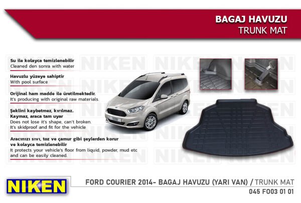 Ford Courier 2014- Bagaj Havuzu (Yarı Van) – Araca Özel Dayanıklı Koruma
