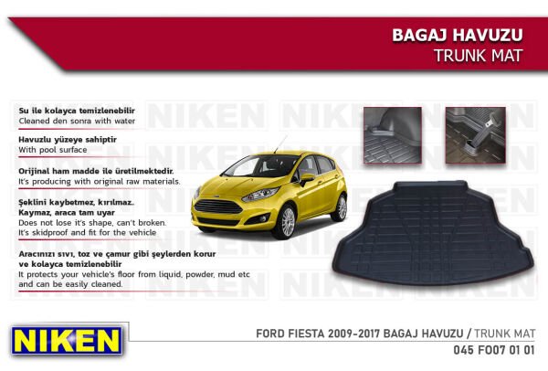 Ford Fiesta 2009-2017 Bagaj Havuzu – Araca Özel Dayanıklı Koruma