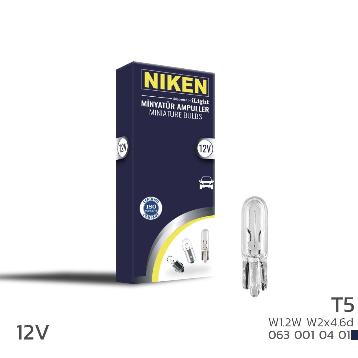 NIKEN 12V T5 W1.2W Ampul W2x4.6d 10’lu | Gösterge ve İç Aydınlatma Ampulü
