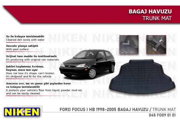 Ford Focus I HB 1998-2005 Bagaj Havuzu – Araca Özel Dayanıklı Koruma