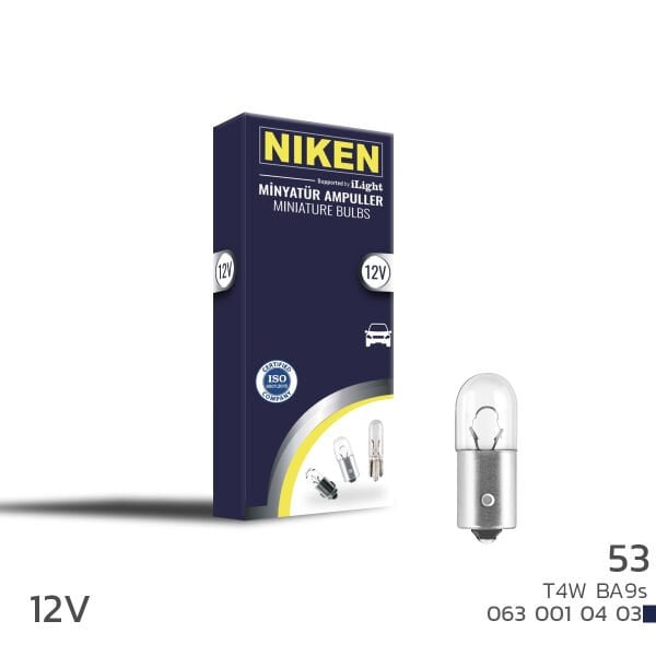 NIKEN 12V 53 T4W Ampul BA9s 10’lu | Park ve Gösterge Ampulü