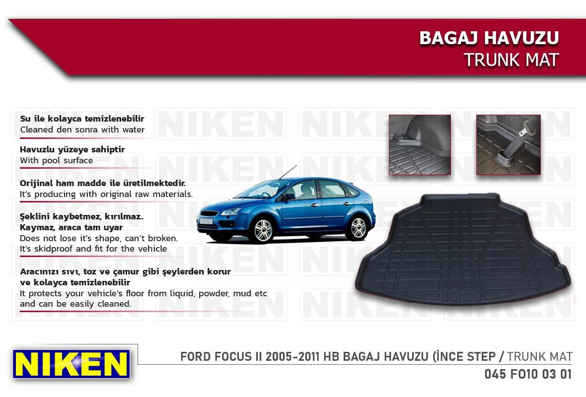 Ford Focus II 2005-2011 HB Bagaj Havuzu (İnce Stepne) – Araca Özel Dayanıklı Koruma