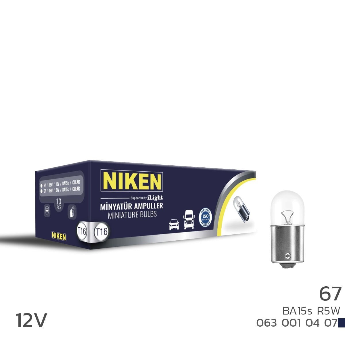 NIKEN 12V 67 R5W Ampul BA15s 10’lu | Park ve Sinyal Yardımcı Ampulü