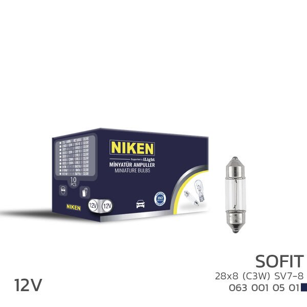 NIKEN 12V 28x8 Sofit C3W SV7-8 10’lu | İç Aydınlatma Ampulü
