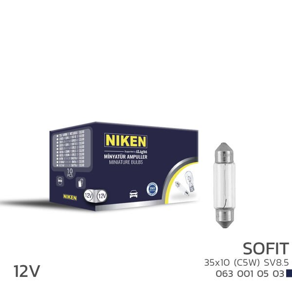 NIKEN 12V Sofit Ampul 35X10 (C5W) SV8.5 10’lu Oto İç Aydınlatma Ampulü