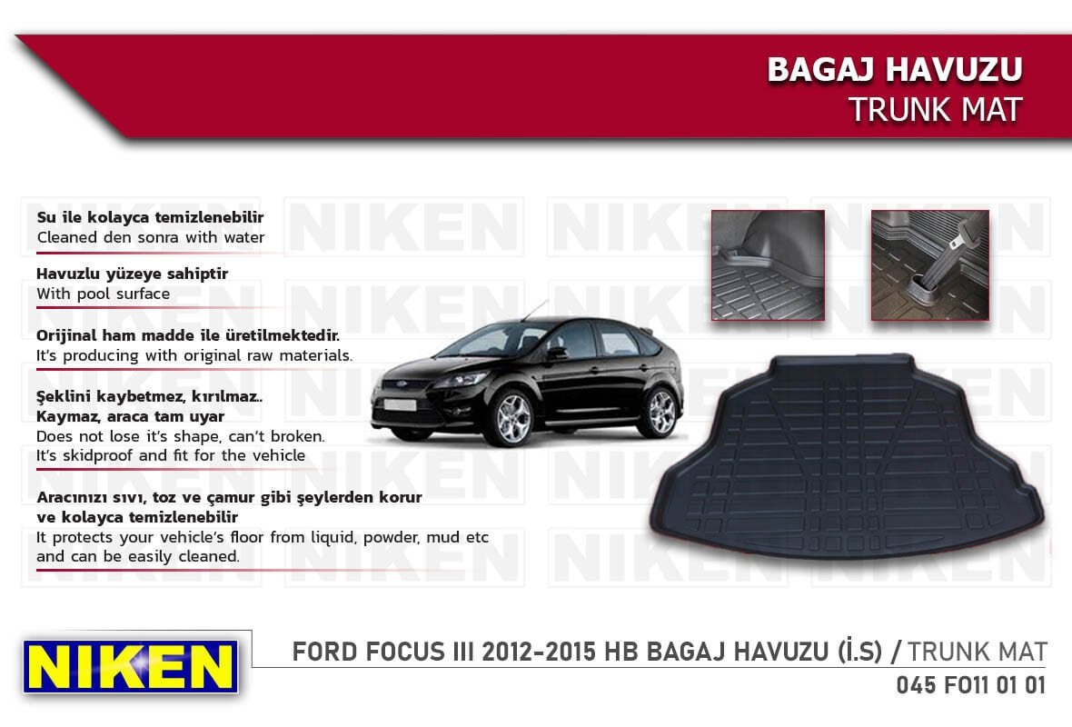 Ford Focus III 2012-2015 HB Bagaj Havuzu (İnce Stepne) – Araca Özel Dayanıklı Koruma
