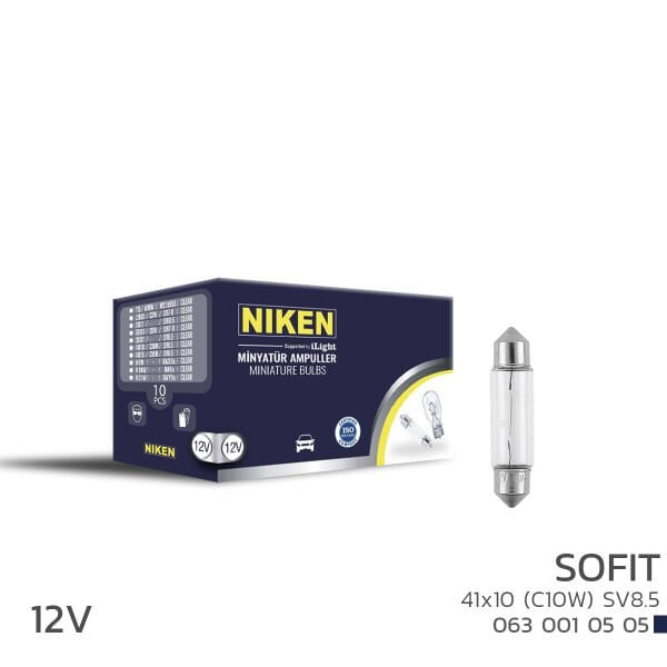 NIKEN 12V Sofit Ampul 41X10 (C10W) SV8.5 10’lu Oto İç Aydınlatma Ampulü