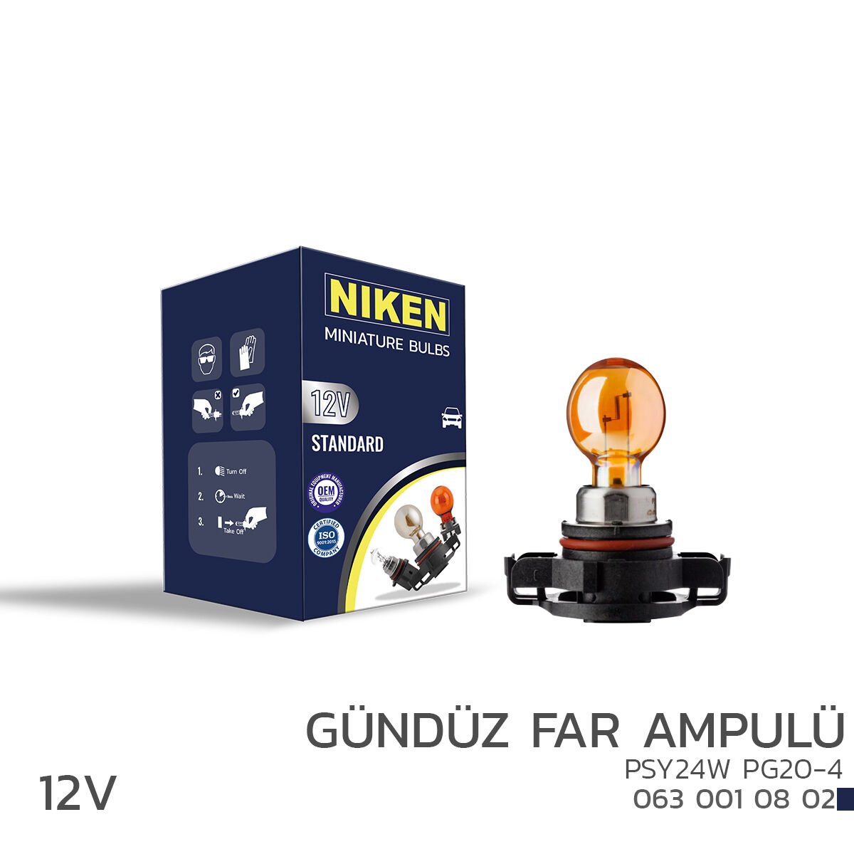 NIKEN 12V PSY24W PG20-4 Amber Gündüz Far Ampulü