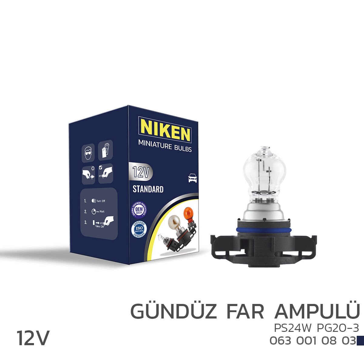 NIKEN 12V PS24W Gündüz Far Ampulü PG20-3