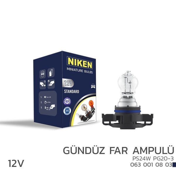 NIKEN 12V PS24W Gündüz Far Ampulü PG20-3