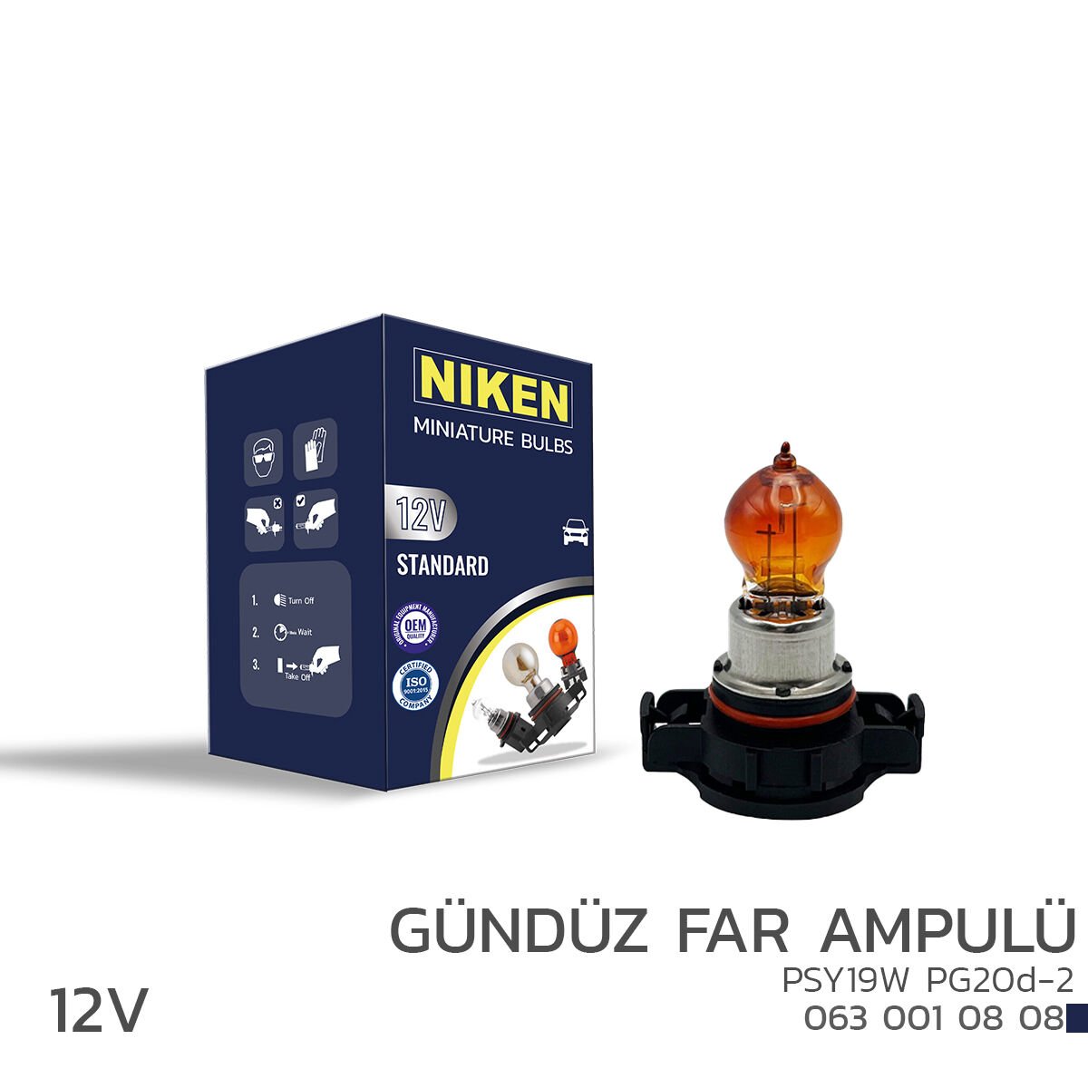 NIKEN 12V PSY19W PG20d-2 Amber Gündüz Far Ampulü