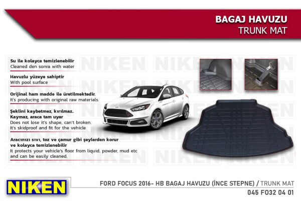 Ford Focus 2016- HB Bagaj Havuzu (İnce Stepne) – Araca Özel Dayanıklı Koruma