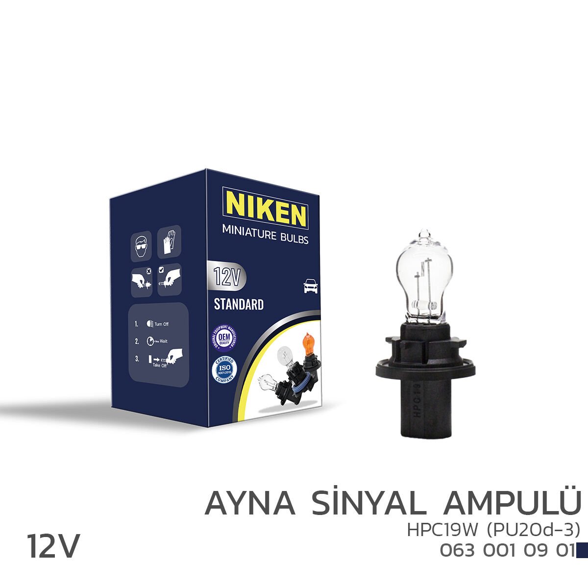 NIKEN 12V HPC19W PU20d-3 Ayna Sinyal Ampulü