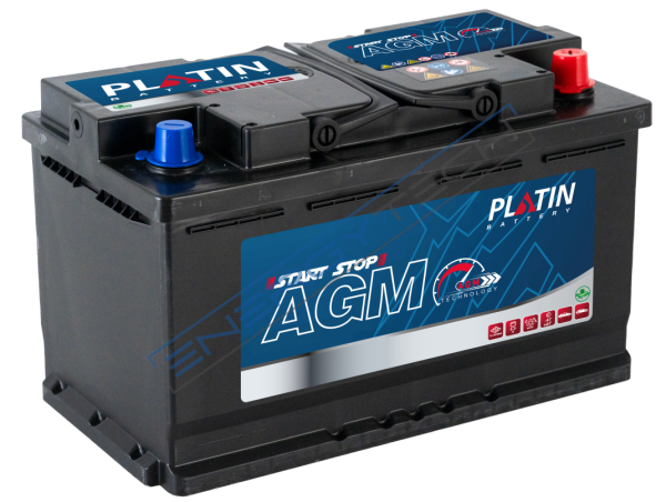 12 V 80 Ah AGM Platin Akü L4 Kasa Düz MF Tüm Kenar Tırnaklı Start Stop Uyumlu