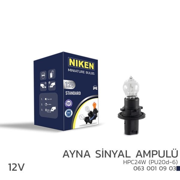 NIKEN 12V HPC24W PU20d-6 Ayna Sinyal Ampulü