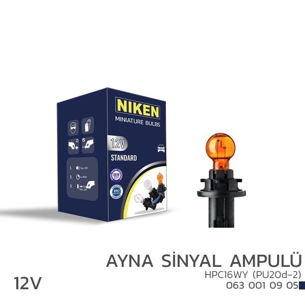 NIKEN 12V HPC16WY PU20d-2 Amber Ayna Sinyal Ampulü