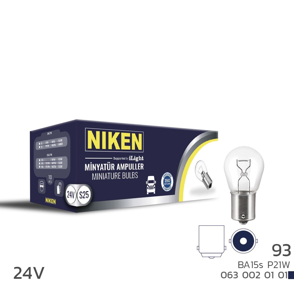 NIKEN 24V P21W BA15s 93 Ampul 10’lu