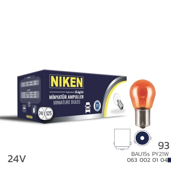 NIKEN 24V PY21W Amber BAU15s 93 Sinyal Ampulü 10’lu