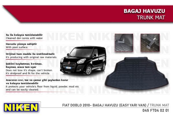 FIAT DOBLO 2010- BAGAJ HAVUZU (EASY YARI VAN) | Araca Özel, Kaymaz ve Dayanıklı