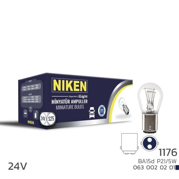 NIKEN 24V 1176 BA15d Çift Duy Ampul 10’lu