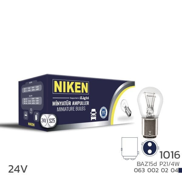 NIKEN 24V 1016 P21/5W BAZ15d YT Ampul 10’lu