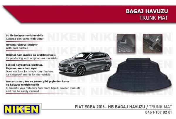 FIAT EGEA 2016- HB BAGAJ HAVUZU | Araca Özel, Kaymaz ve Dayanıklı Koruma